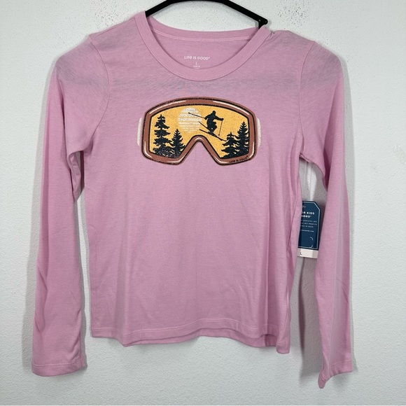 Life is Good Girls Pink Long Sleeve Ski Googles Ski Life Winter Mountains NWT - Picture 1 of 6